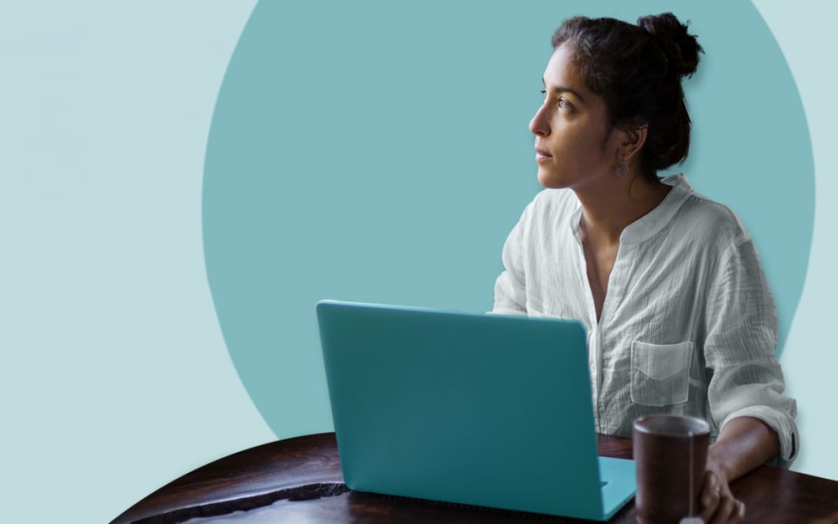 Woman sitting in front of her computer